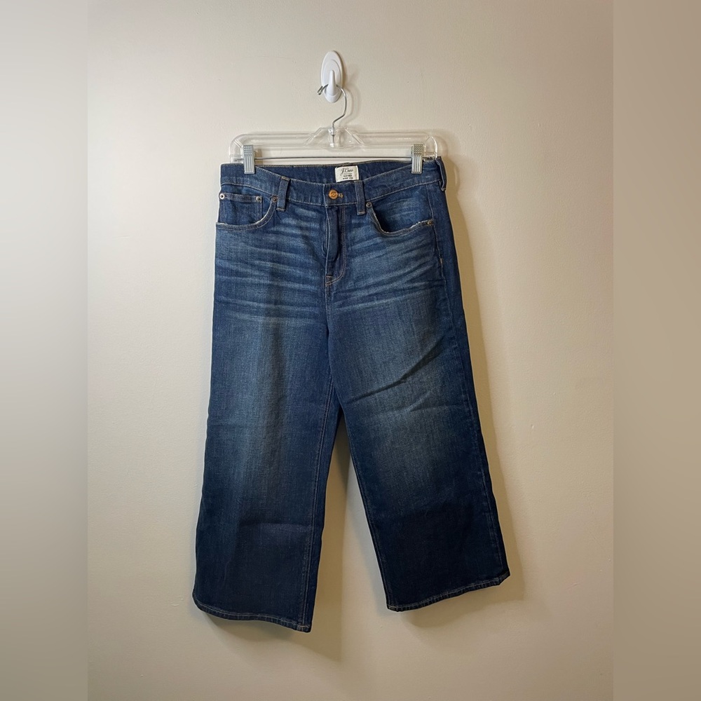 J. Crew Petite Length Rayner Wide Leg Dark Wash Jeans